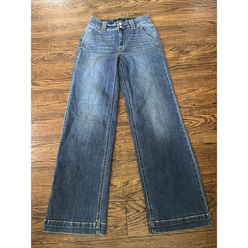 Judy Blue Wide Leg Jeans Womens 5/27 Blue High Rise Stretch Double Button